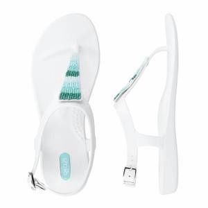 NEW OKA-B women bri-beaded tri strap sandal in salt/sea glass